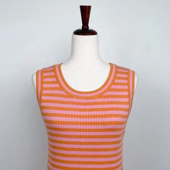 Spell And The Gypsy Collective Calypso Summer Striped Pink Orange Mini Dress MED - Picture 3 of 11